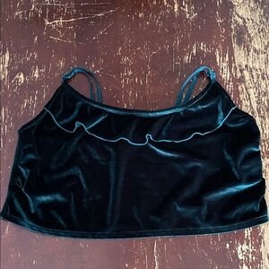 Mentionables Dark Teal Velvet Lounge Crop Top Medium